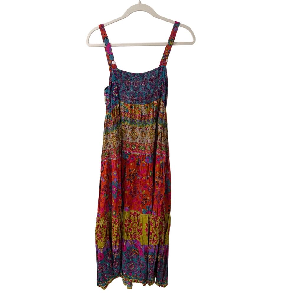 Natural Life Tiered Maxi Dress Boho Floral Rayon Sleeveless Beachy Festival S - Picture 8 of 8